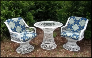 Fiberglass Outdoor Wicker Furniture Captain Chairs Low Backs W/5&qout; Thick Cushions