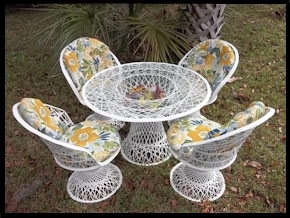 Fiberglass Outdoor Wicker Furniture Round Back Chair Set